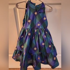 Janie & Jack square pattern formal dress with flower